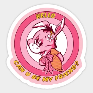 cute donkey friend character design Sticker